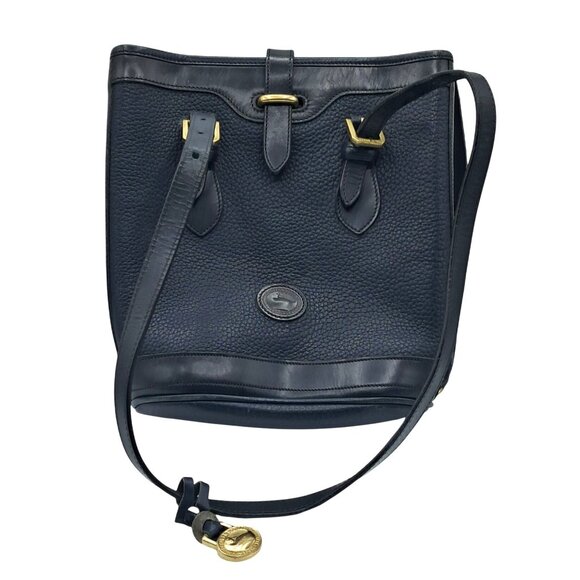 Dooney & Bourke Handbags - Vintage Dooney & Bourke Bag AWL Navy Blue Pebbled Leather Bucket Tote Shoulder B